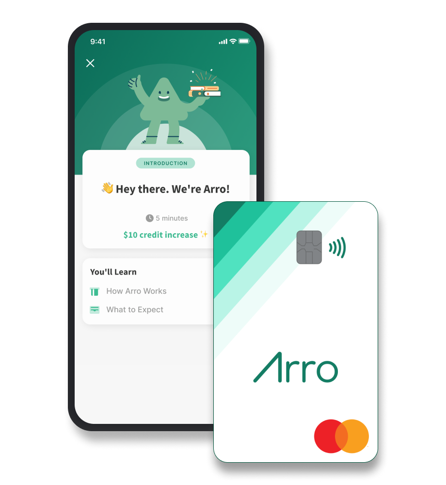 Arro app on iPhone and Arro credit card